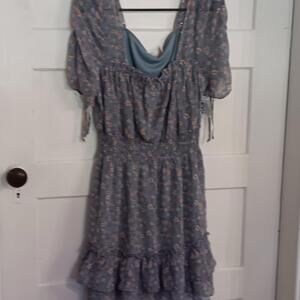 Liberty Love Blue Floral Print Lightweight Romantic Cottagecore Summer Dress L